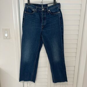 Rag & Bone Alex High Rise Straight Jeans With Raw Hem